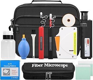 13 in 1 Fiber Optic Cleaning Tool kit with 400x Optical Fiber Microscope SC/LC Cleaning Pen 2.5mm 1.25mm Interface Cleaning Box with Replace core Fiber Optic Cleaner kit FTTH Clean Tool Kit