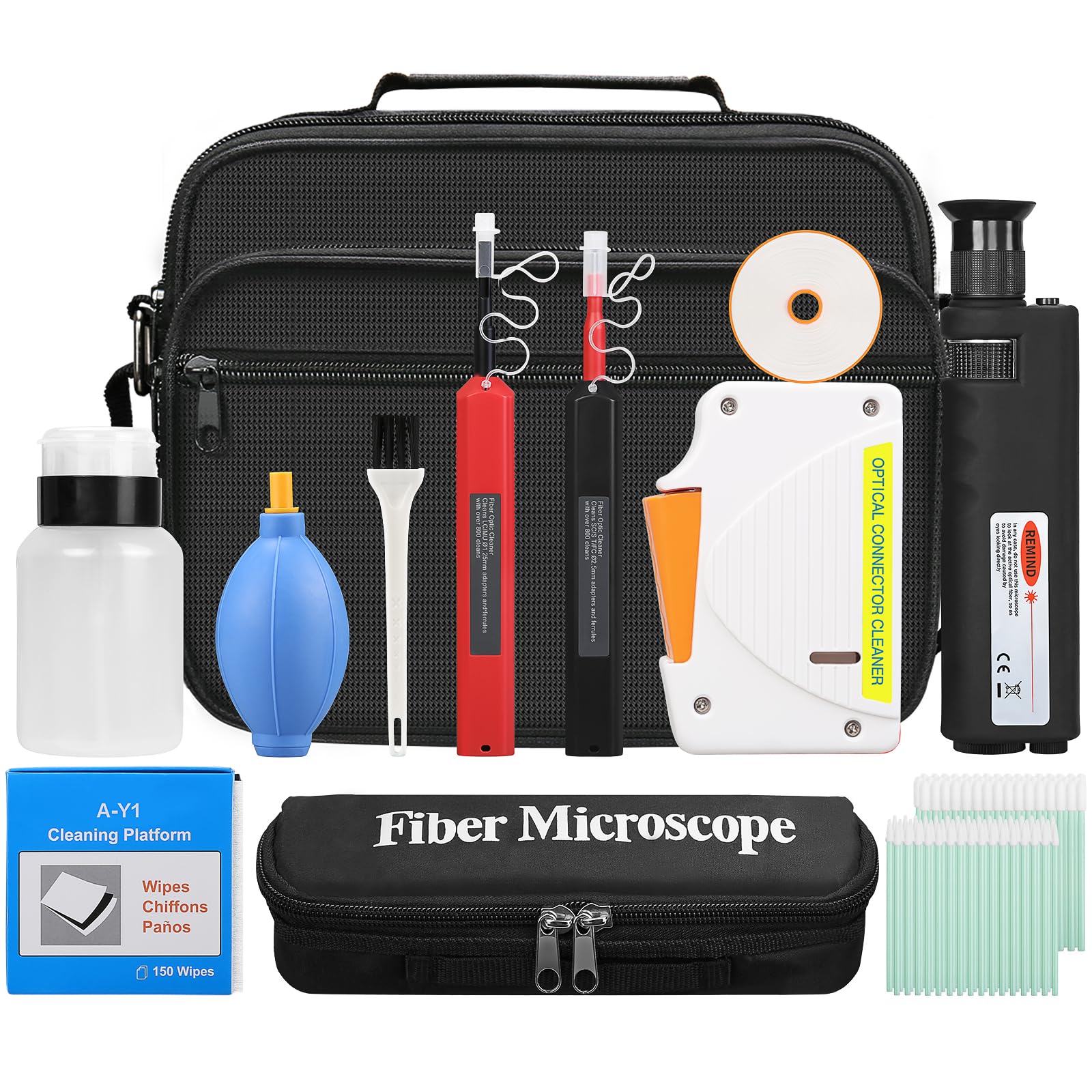 13 in 1 Fiber Optic Cleaning Tool kit with 400x Optical Fiber Microscope SC/LC C