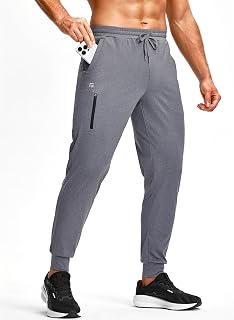 GGJ Men's Athletic Joggers with Zipper Pockets Stretch Tapered Running Sweatpants Gym Jogging Workout Pants for Men