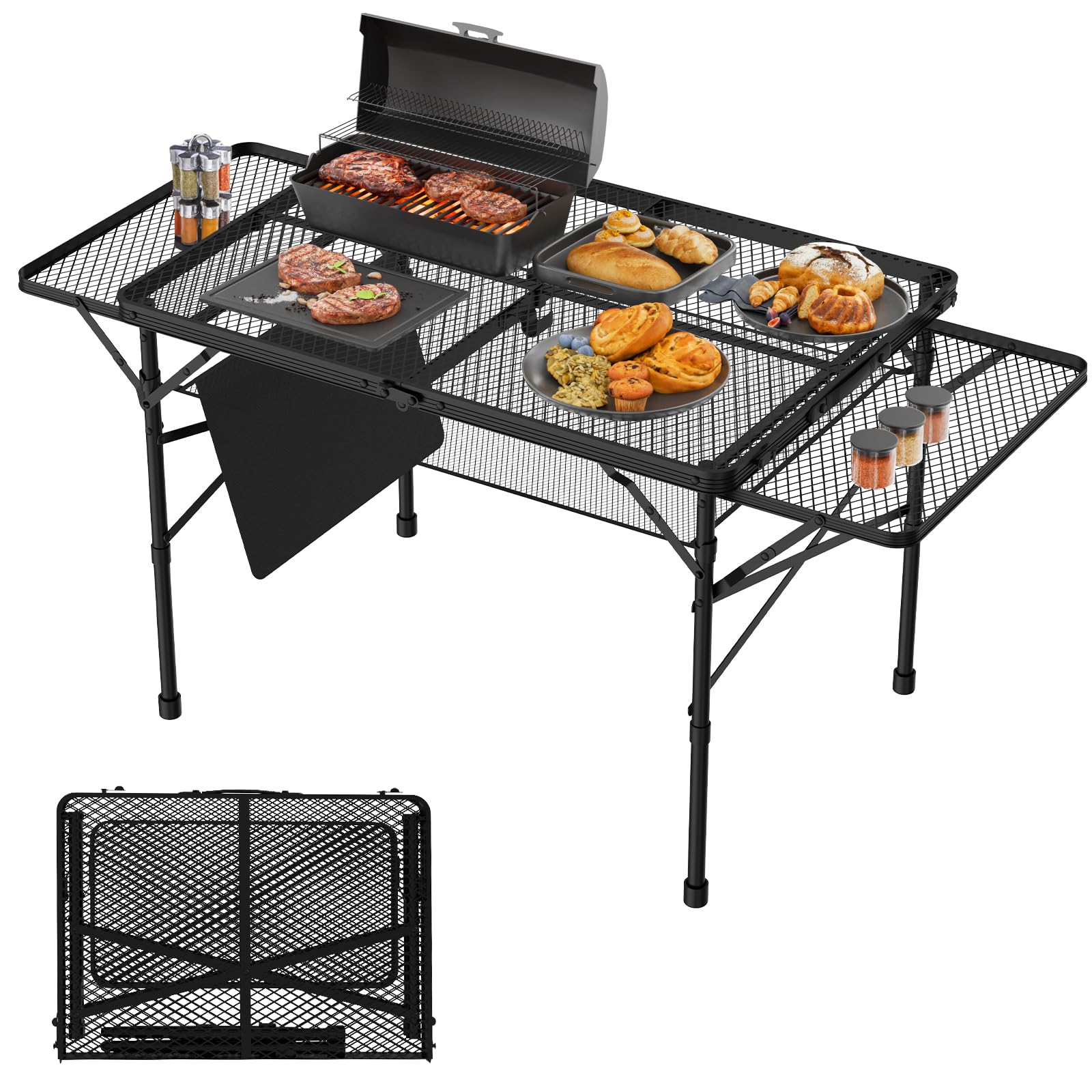 WildFinder Folding Table with 2 Wing Panels, 3x2 FT Foldable Camping Table | Hei