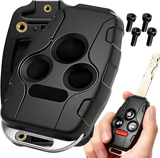 Key Fob Shell Replacement for Honda Accord 2003-2012, Civic 2006-2013, Pilot 2009-2015, CRV 2005-2006 | No Blade Cutting Required - Heavy Duty Crack Resistant, 304 SS Loop, Easy Assembly (1PC, 4-Btn)