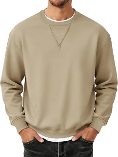 MAGCOMSEN Mens Sweatshirt Fleece Lined Long Sleeve Cotton Crewneck Pullover Winter Warm Casual Thermal Basic Tops