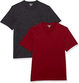Amazon Essentials T-shirt avec col en v et manches courtes Homme, Lot de 2