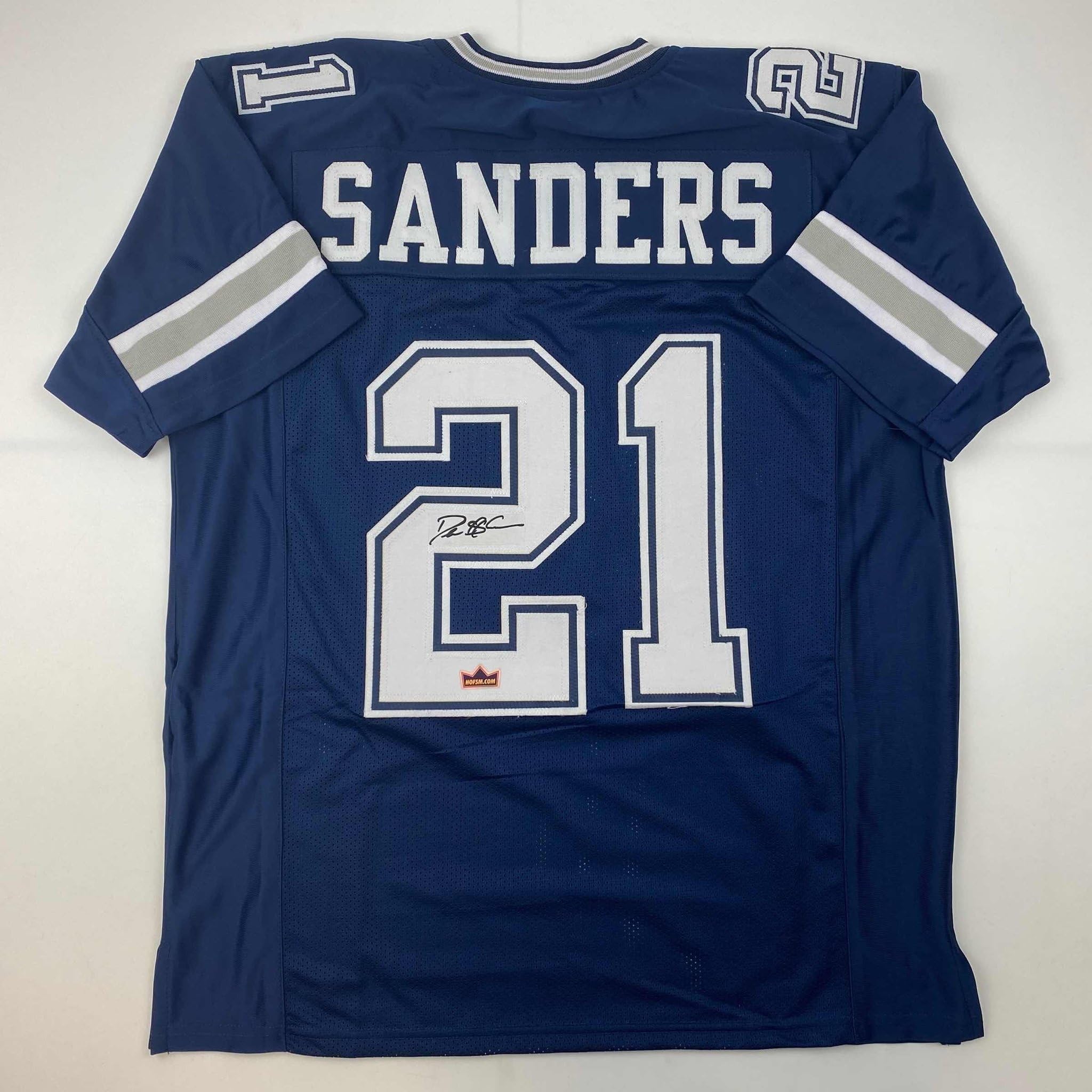 Facsimile Autographed Deion Sanders Dallas Blue Reprint Laser Auto Football Jers