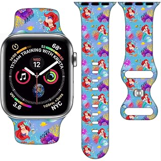 Cartoon Band Compatible with Apple Watch 38mm/40mm/41mm/42mm/44mm/45mm/46mm, Princess Bands Replacement for Apple Watch Series 10 9 8 7 6 5 4 3 SE2, Silicone iWatch Band for Women