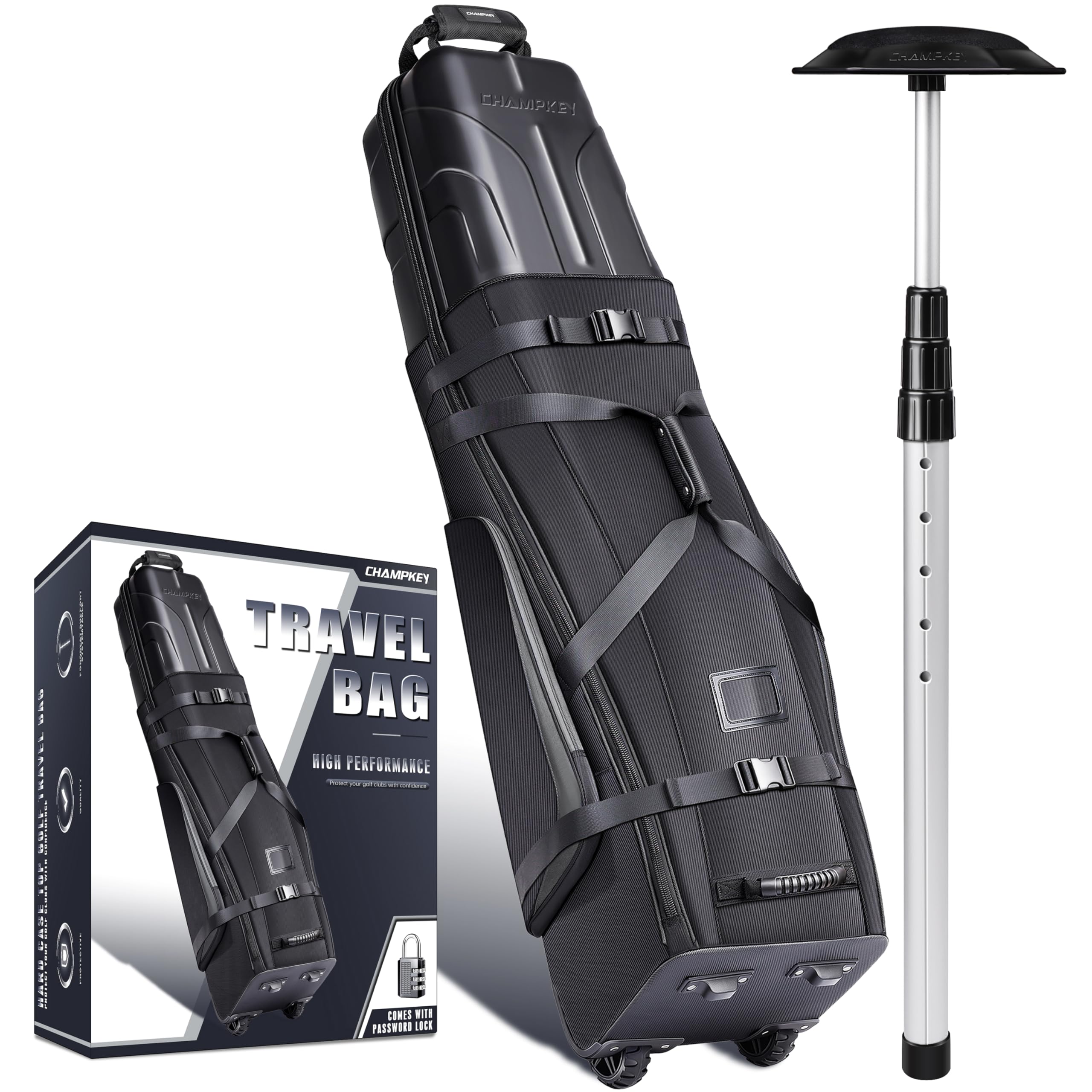 CHAMPKEY Professional Golf Travel Bags for Airlines with Password Lock - Hard Ca