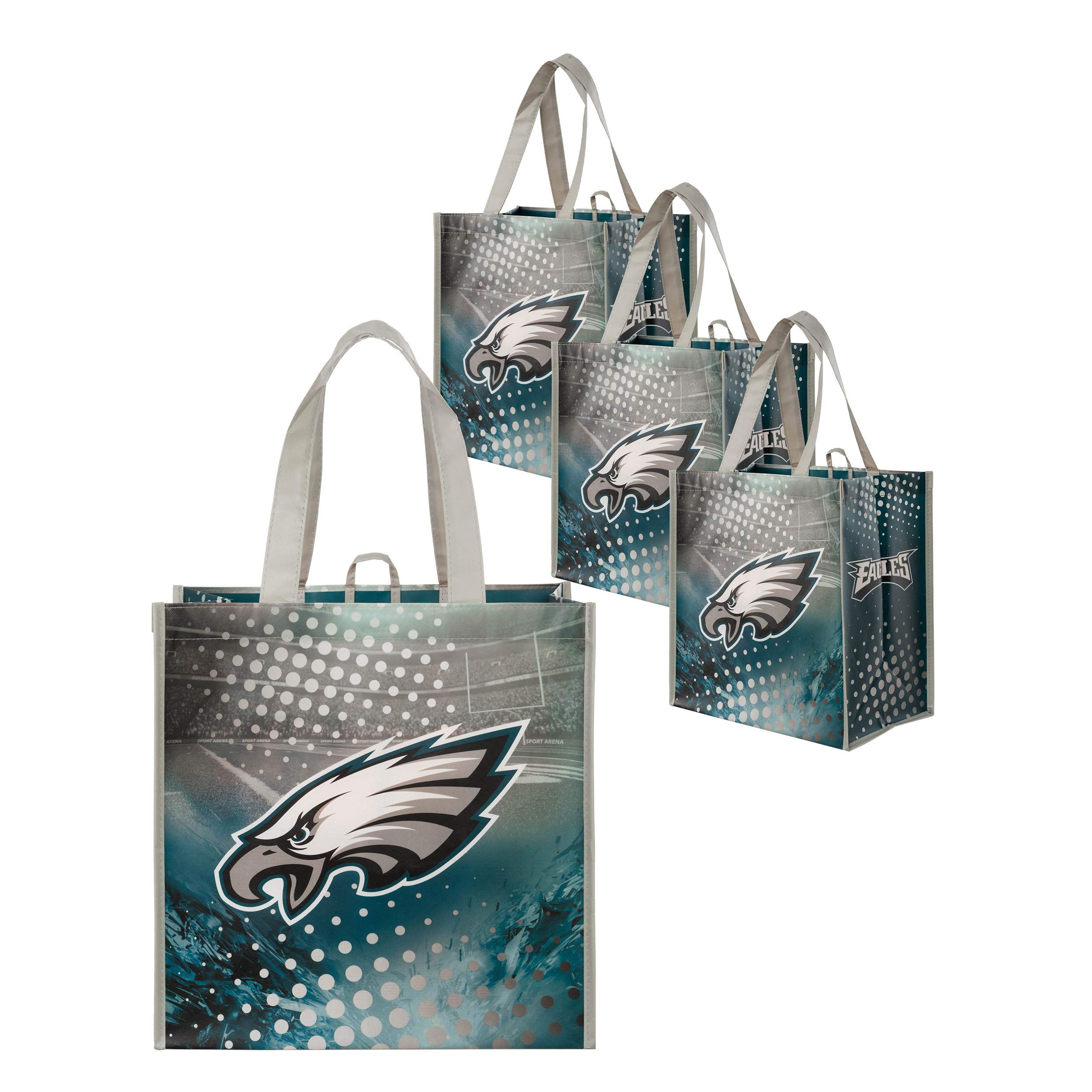 FOCO NFL unisex-adult Nfl Team Logo 4-pack Reusable Grocery Shopping Bags Totes