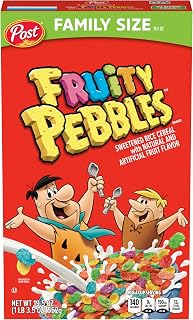 Fruity PEBBLES Breakfast Cereal for Kids, Gluten Free, 19.5 oz Box | Sweetened Puffed Rice With Crunchy Texture And Colorful Pieces, Delivering Bold Flavor In Every Spoonful
