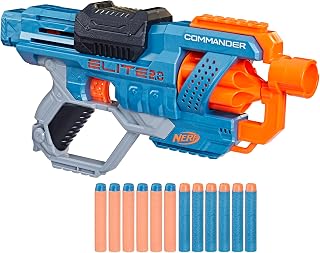 Hasbro Nerf Elite 2.0 Commander RD-6 Blaster, 12 Official Nerf Darts, 6-Dart Rotating Drum, Tactical Rails, Barrel and Stock Attachment Points, E9485