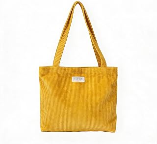 Corduroy Tote Bag for Women, Casual Zipper Shoulder Bag Large Capacity