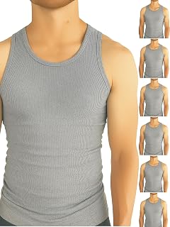 BROOKLYN VERTICAL Men’s 6-Pack Ribbed Tank Tops – Moisture-Wicking Lightweight Athletic Undershirts