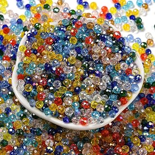 820pcs/60g Faceted Glass Rondelle Beads Mixed Color Flat Loose Beads for DIY Bracelet Necklace Earrings Jewelry Making Supplies 4x3mm