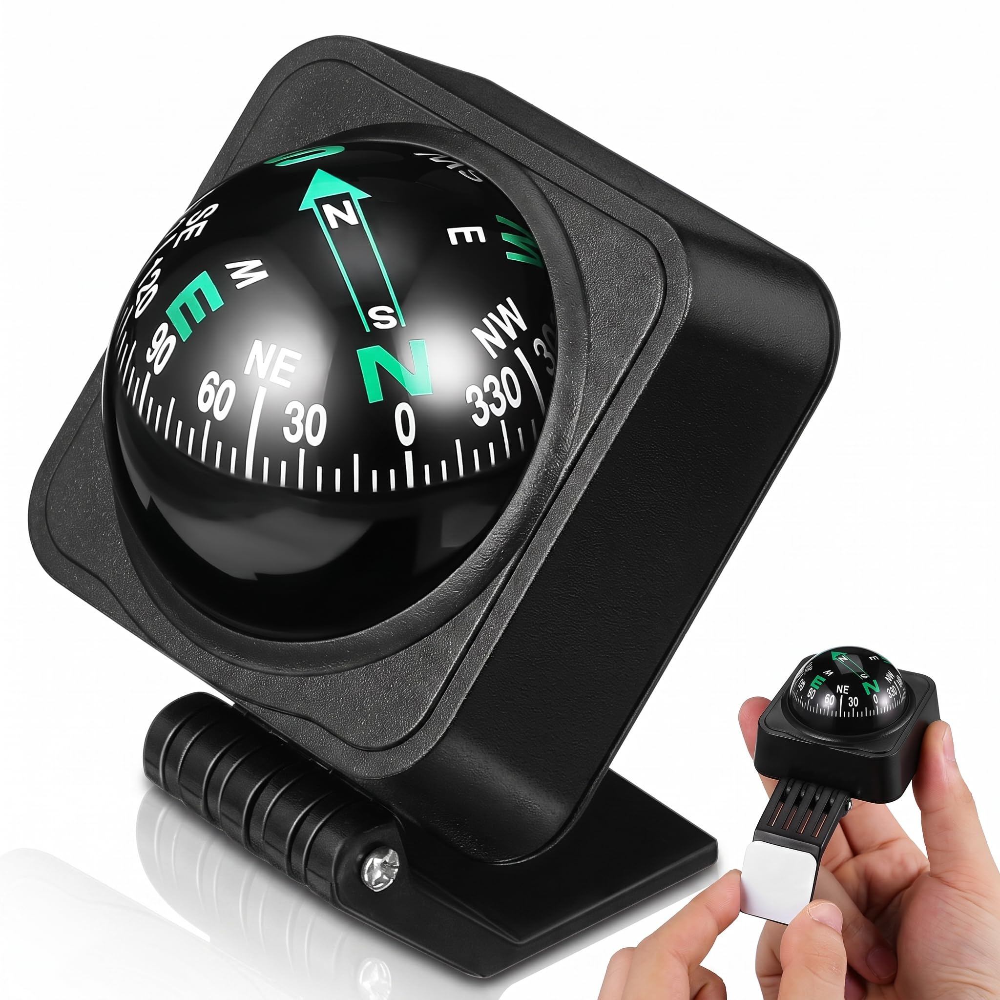 POPETPOP Car Dashboard Compass Ball Adjustable Marine Compass for Boat and Vehic