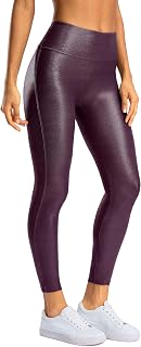 SANTINY Womens Faux Leather Leggings 24/26/28 Inch High Waist Stretch Leather Pants