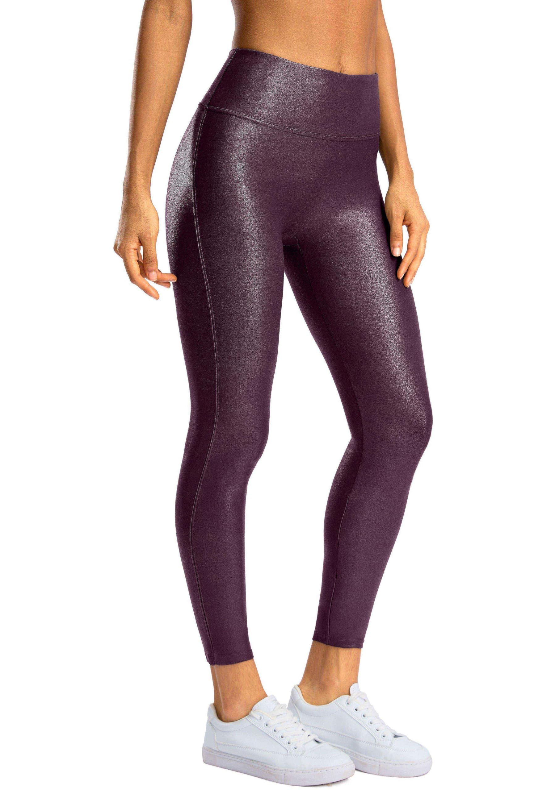 SANTINY Womens Faux Leather Leggings 24/26/28 Inch High Waist Stretch Leather Pa
