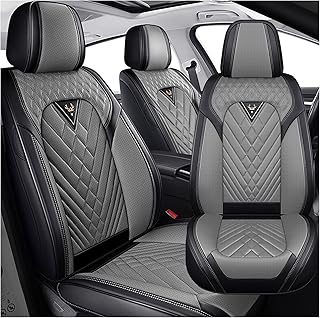 CRV Seat Covers Custom Fit for Honda CR-V 2000-2026, Waterproof Nappa Leather Car Seat Cover, Comfortable and Anti-Slip Front Seat Covers(2 Seats/Black Gray)