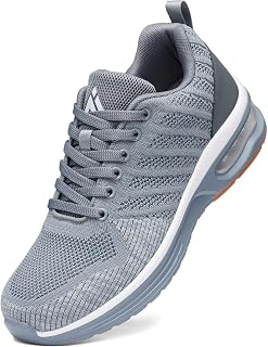 Mishansha Chaussures de course pour homme - Chaussures de marche à coussin d'air - Chaussures de tennis confortables et respirantes - Chaussures de course sur sentier - Pointure 40 à 45, gris, 41.5 EU