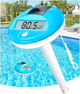 LuxBlue Floating Solar Pool Thermometer with String & LCD Display | Durable IP68 Waterproof Digital Pool Thermometer, ±0.5℉ Ultra-Precise Pools Temperature Thermometer for Hot Tub, Spa, Pond