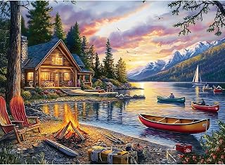 Jigsaw Puzzle for Adults 500 Pieces – 500 Piece Puzzle with Scenic Cabin, Interlocking Adult Puzzles, Letter Clues, Home Decor Gift | 20.5 x 15 in