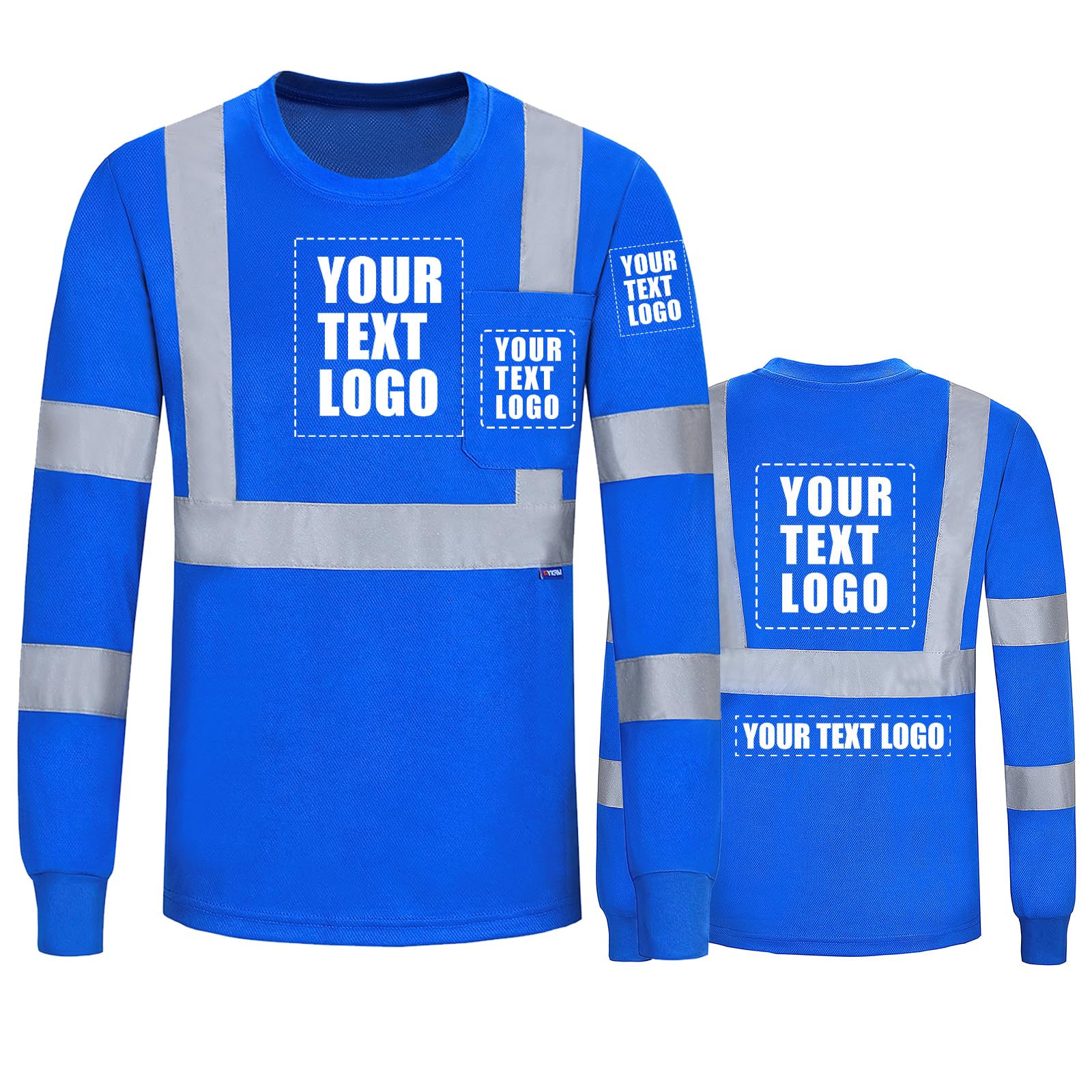 A-SAFETY Safety Shirt,High Visibility Work T Shirt Long Short Sleeve Class 3 (XS