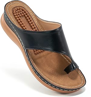 Aomigoct Flat Sandals for Women:Dressy Summer Flats for Women,Comfortable Ankle Strap Sandals for Walking Outdoor