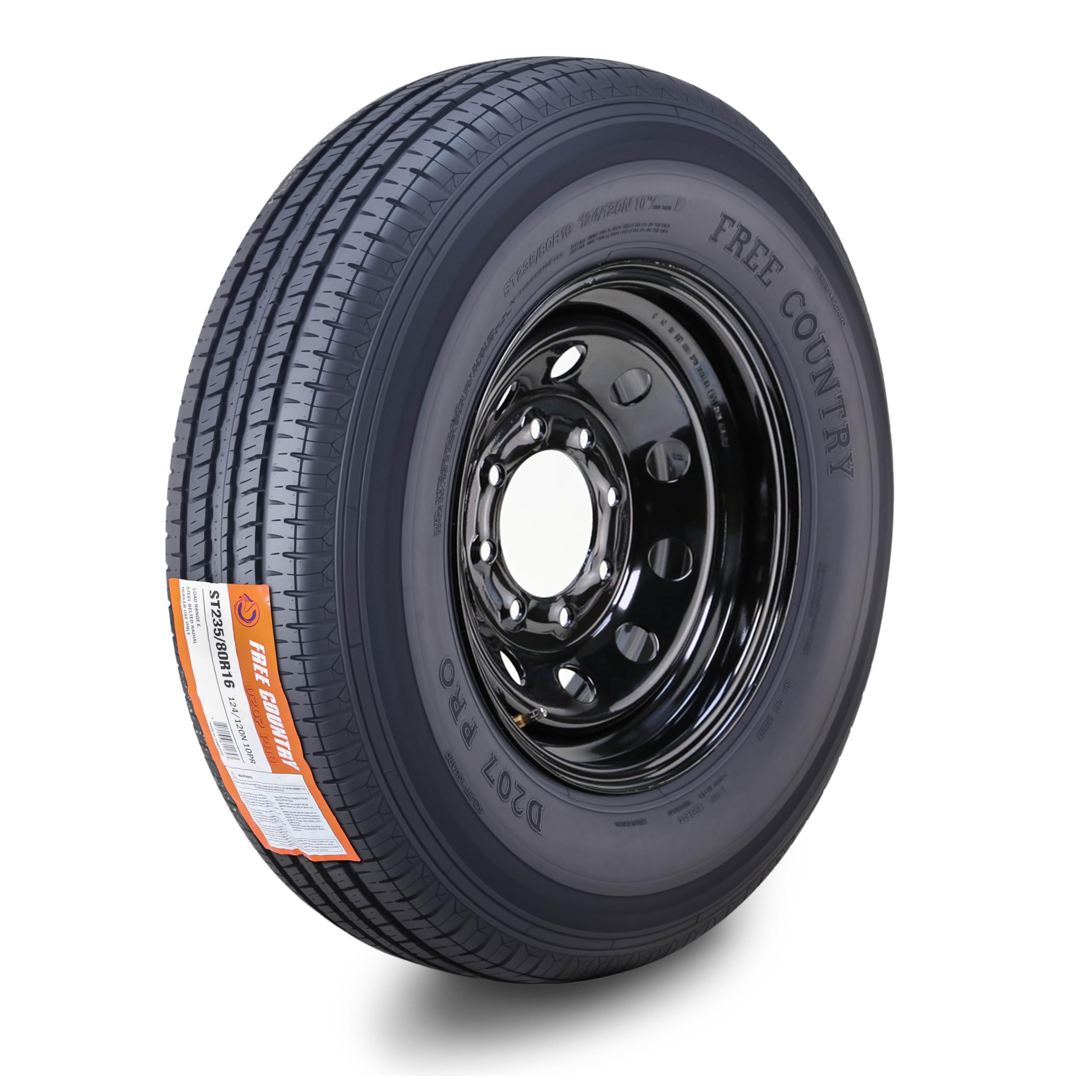 Free Country Trailer Tire Wheel ST235/80R16 10PR E 124N 8X6.5 Black Mod Rim | 8 