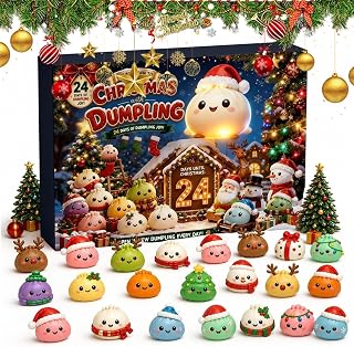 Christmas Advent Calendar 2026, 24 Assorted Cute Dumpling Figurines,Black | Christmas Countdown Calendar with Numbered Compartments, Festive Mini Ornaments for Mantel, Desktop & Holiday Display