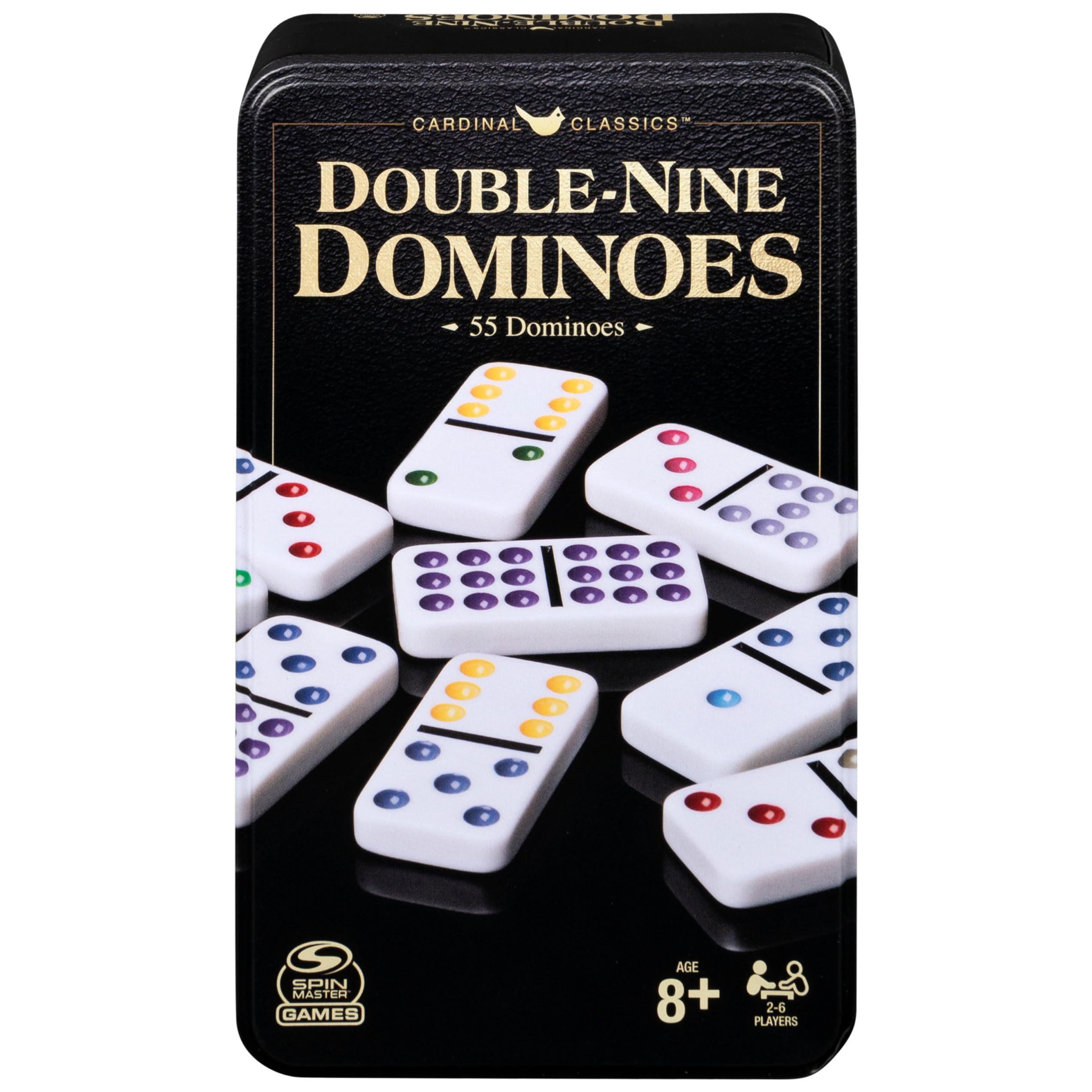 Spin Master Games Double 9 Dominoes Set in Storage Tin Classic Tile Game | Inclu