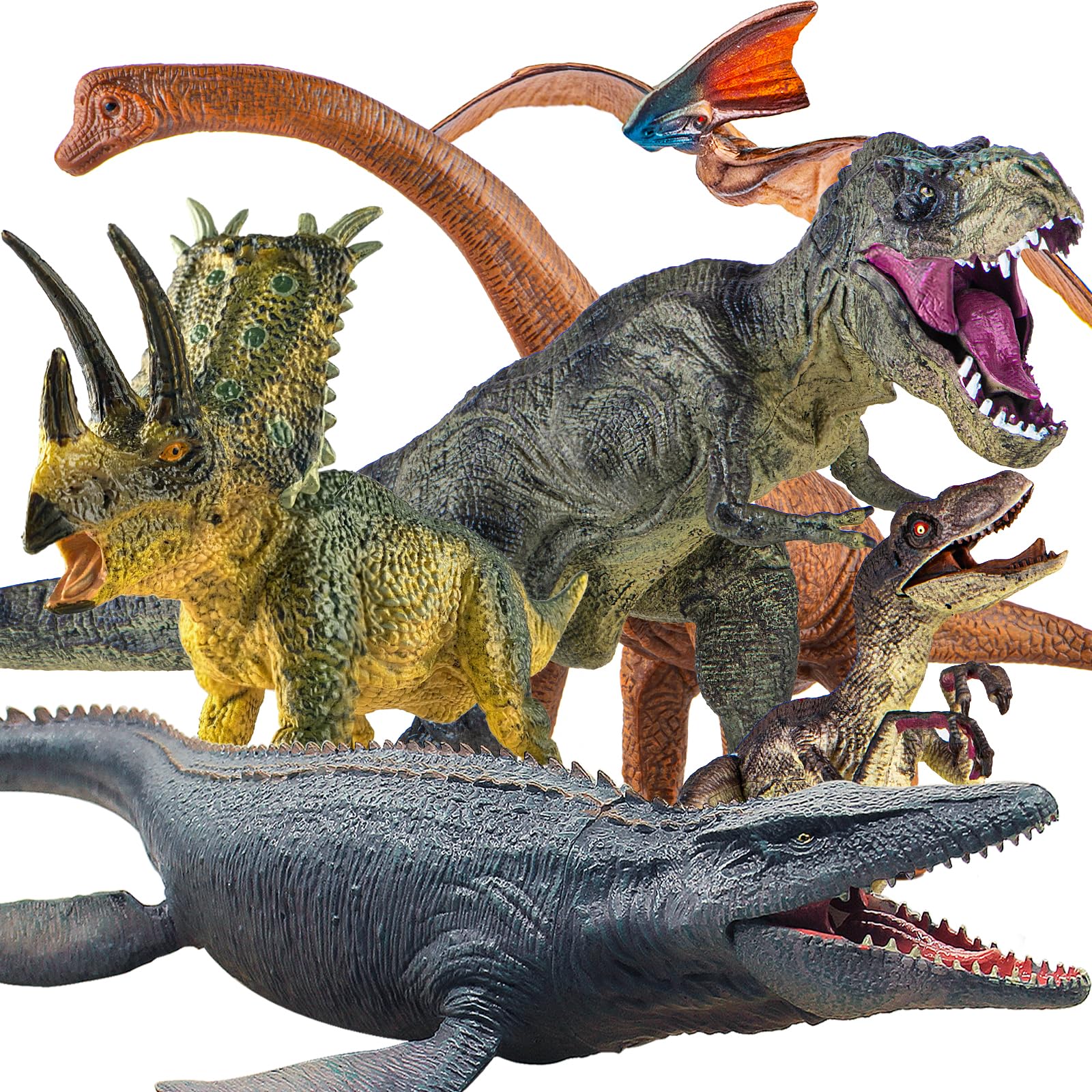 Lavesom 6PCS Jumbo Dinosaur Toy Set, Realistic Dinosaurs Toys for Kids - Large D