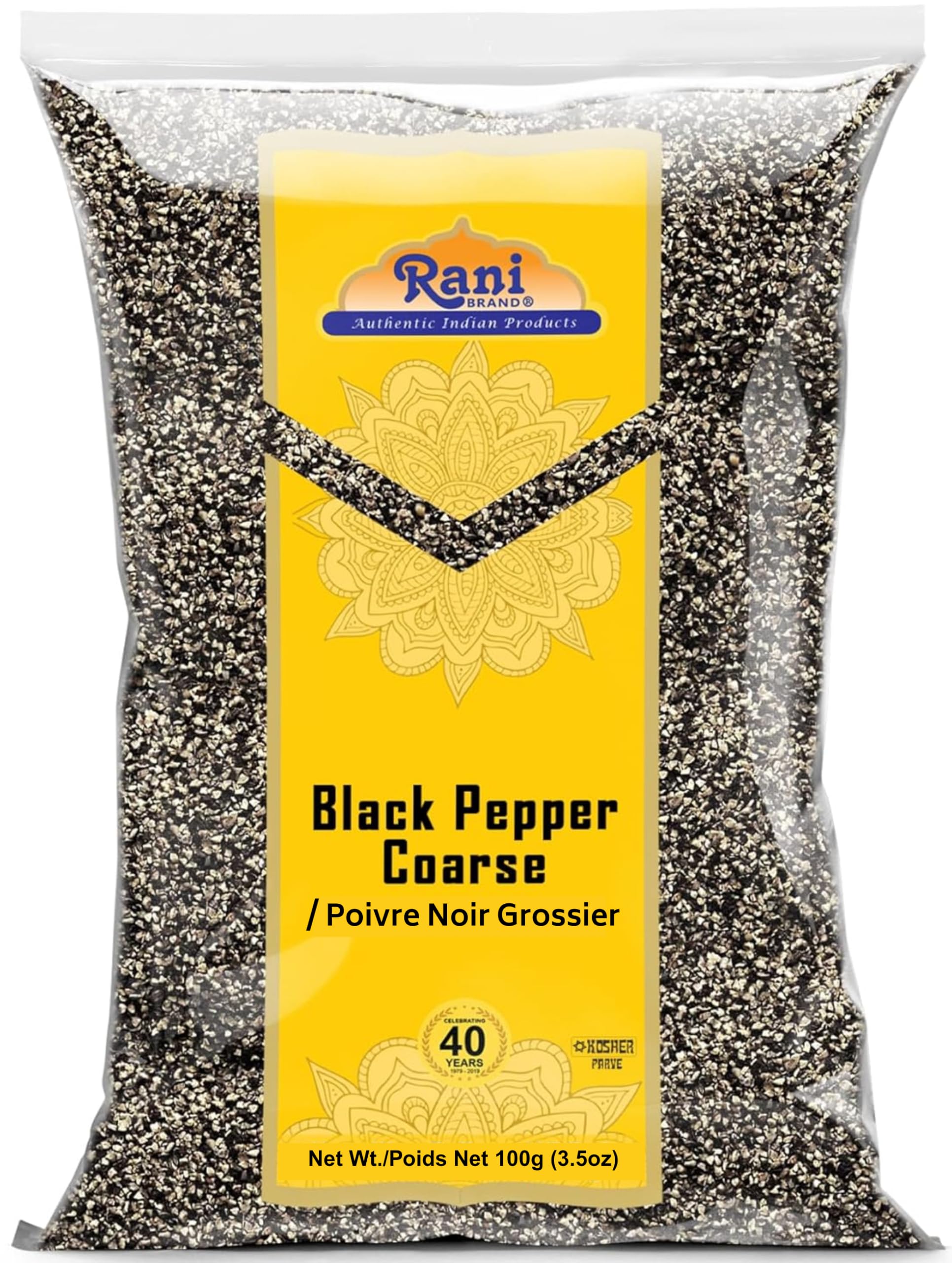 Rani Black Pepper Coarse Ground 28 Mesh (Table Grind) 3.5oz (100g) ~ All Natural