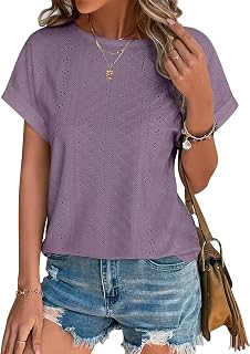 Bliwov Women's Summer Short Sleeve Embroidery Eyelet Blouses