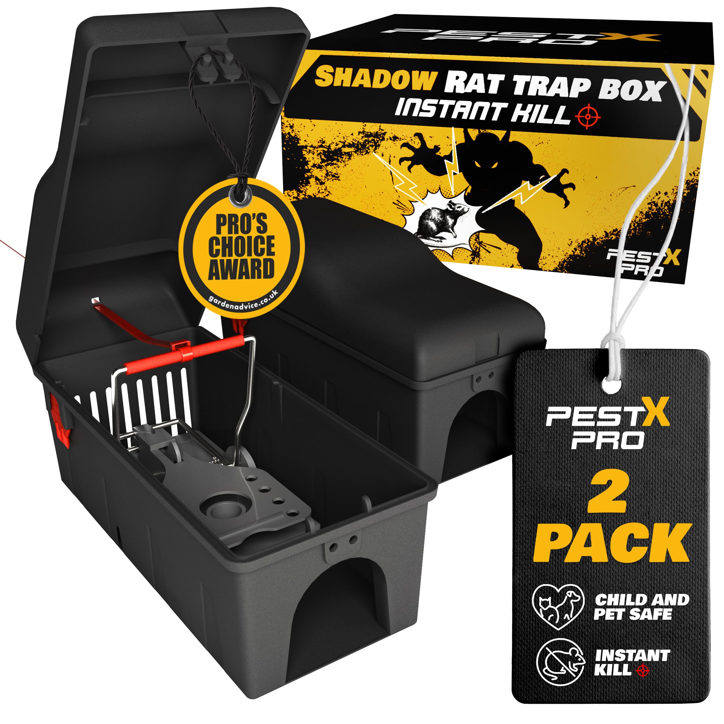 Pest X Pro Shadow Professional Rat Trap Box - 2X, Safe For Kids & Pets, Heavy Du