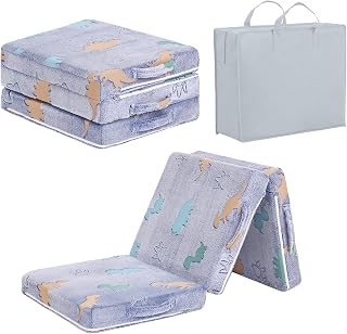Tiita Kids Floor Play Mat, Kids Activity Mat, Portable Foldable Cushion for Baby Girls and Boys, Blue Dinosaur