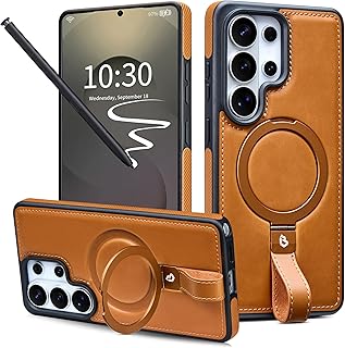 Butaiga for Samsung Galaxy S26 Ultra Case Leather with Stand, Brown