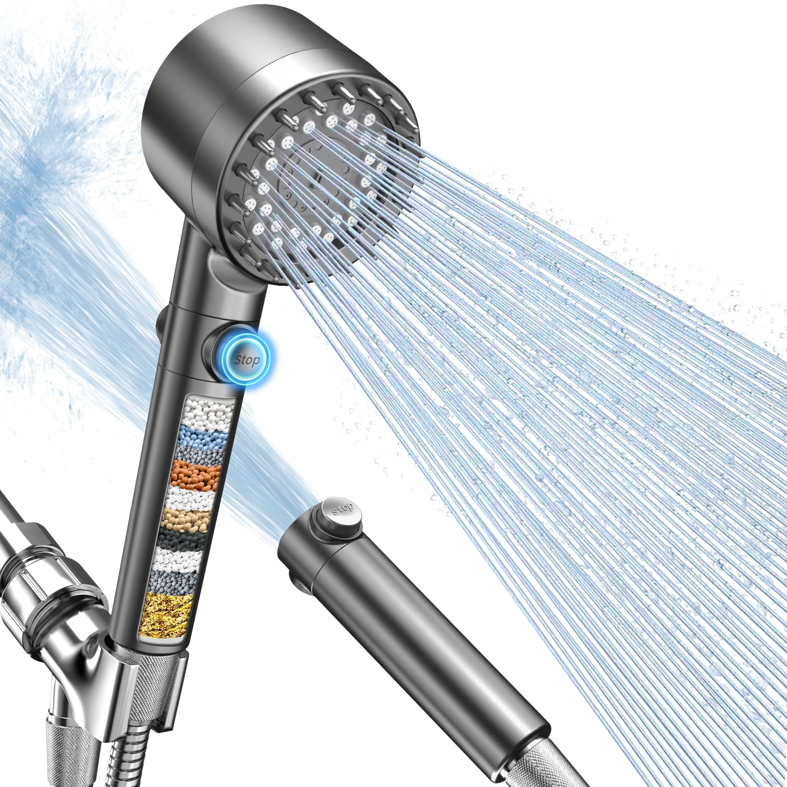 FEELSO Filtered Shower Head with Handheld, High Pressure Shower Filter Head | ON