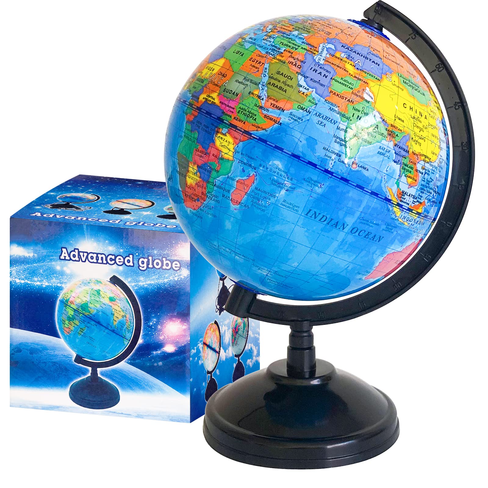 6'' Geographic World Globe for Kids,Educational World Globe with Stand,Decorativ