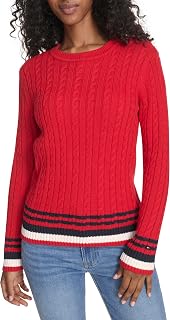 Tommy Hilfiger Cotton Crewneck Cable Sweater Women's Pullover (Pack of 1)