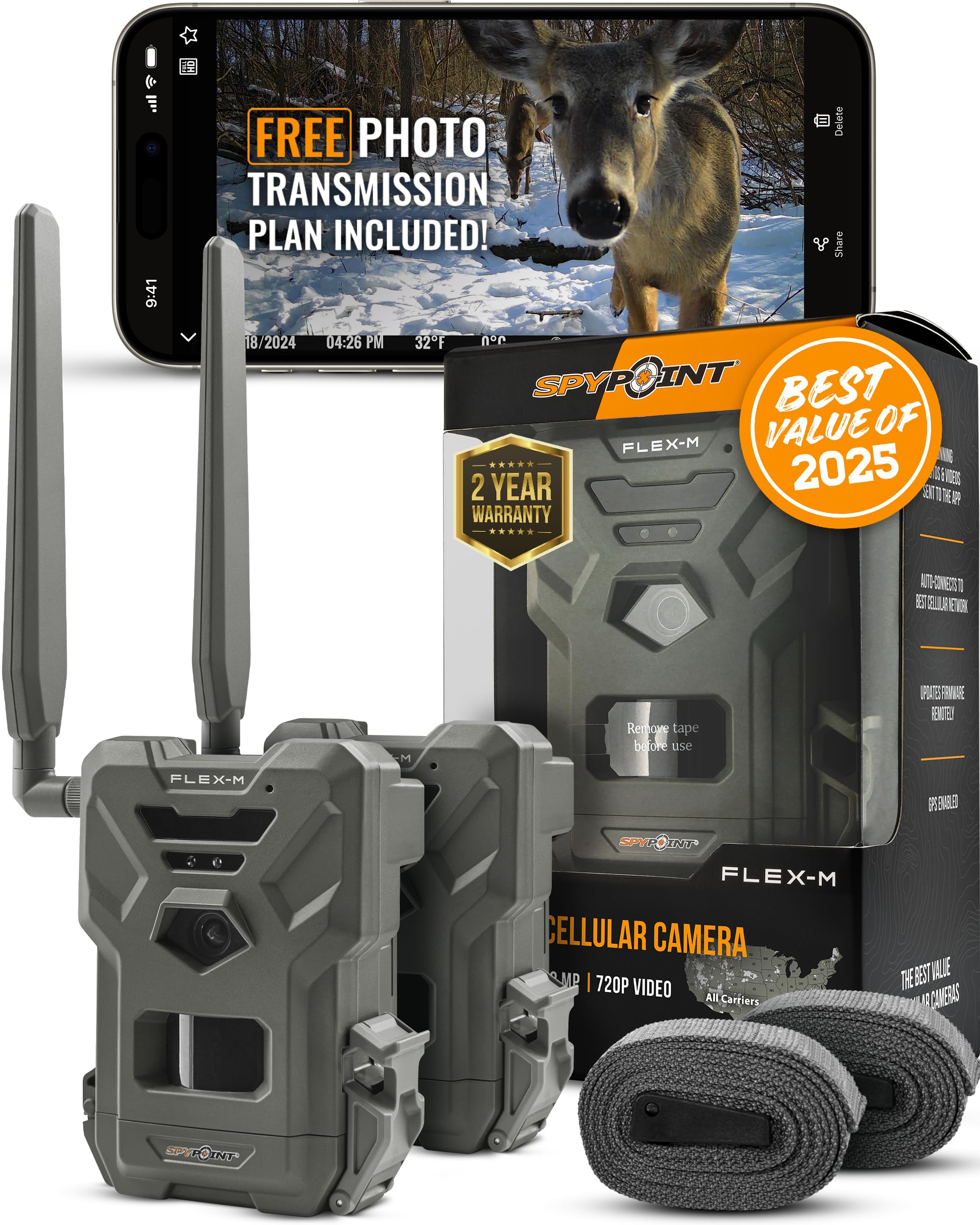 SPYPOINT Flex-M Twin, Cellular Trail Camera, Night Vision, Free Photo Plan | Aut