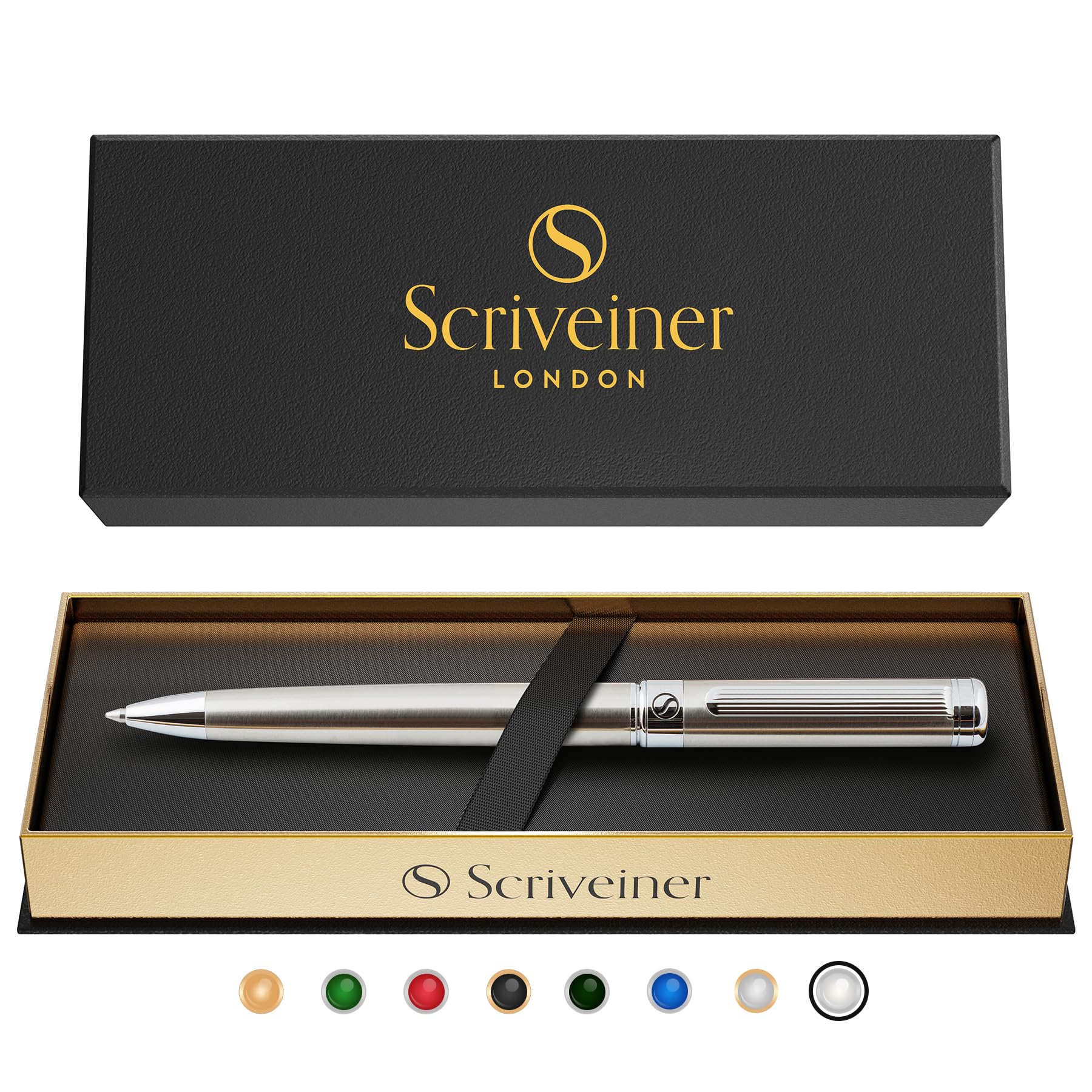 Scriveiner Stainless Steel Ballpoint - Stunning Luxury Pen with Stainless Steel 