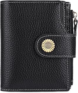 FALAN MULE Small Wallets for Women Leather Womens Wallet RFID Blocking Compact Bifold Wallet,Elegant Black