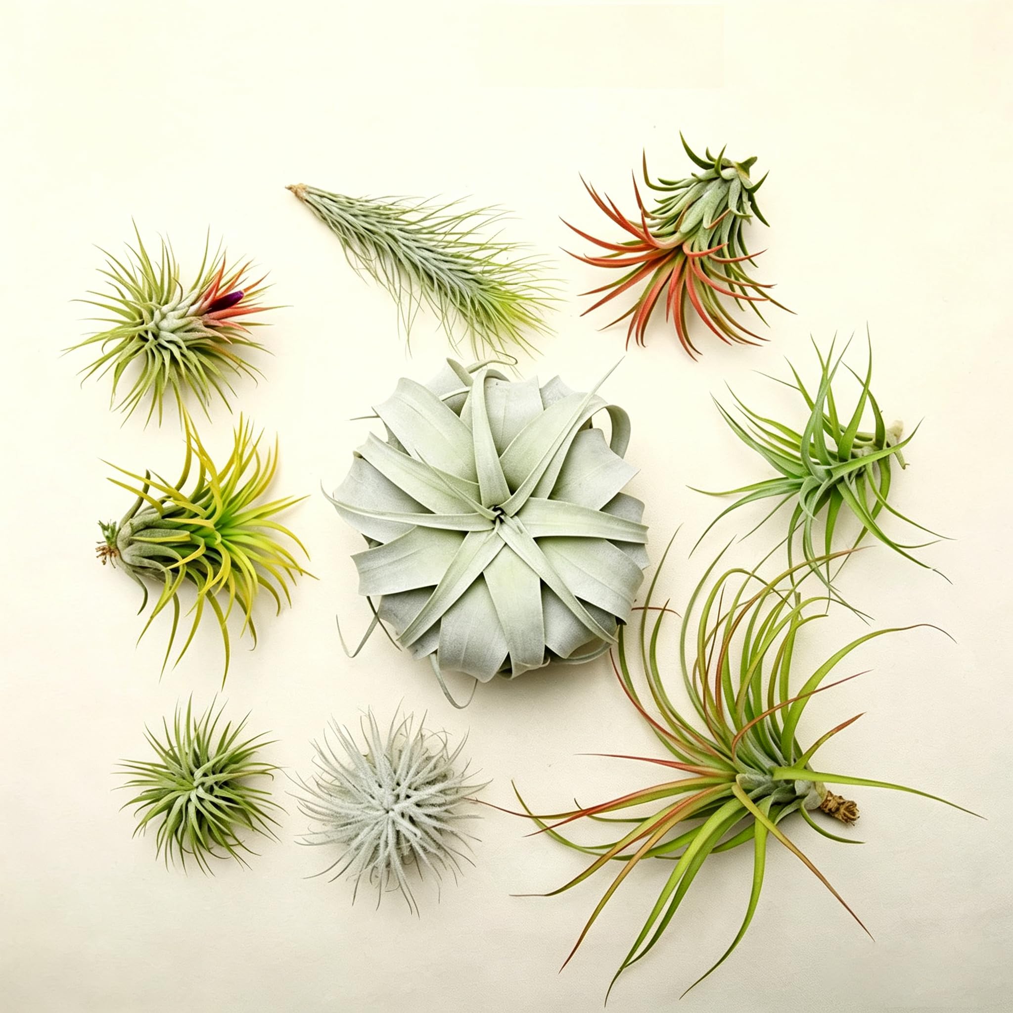 12 Pack Mixed Live Air Plants, Bulk Tillandsia Succulent Variety Pack, Easy Care