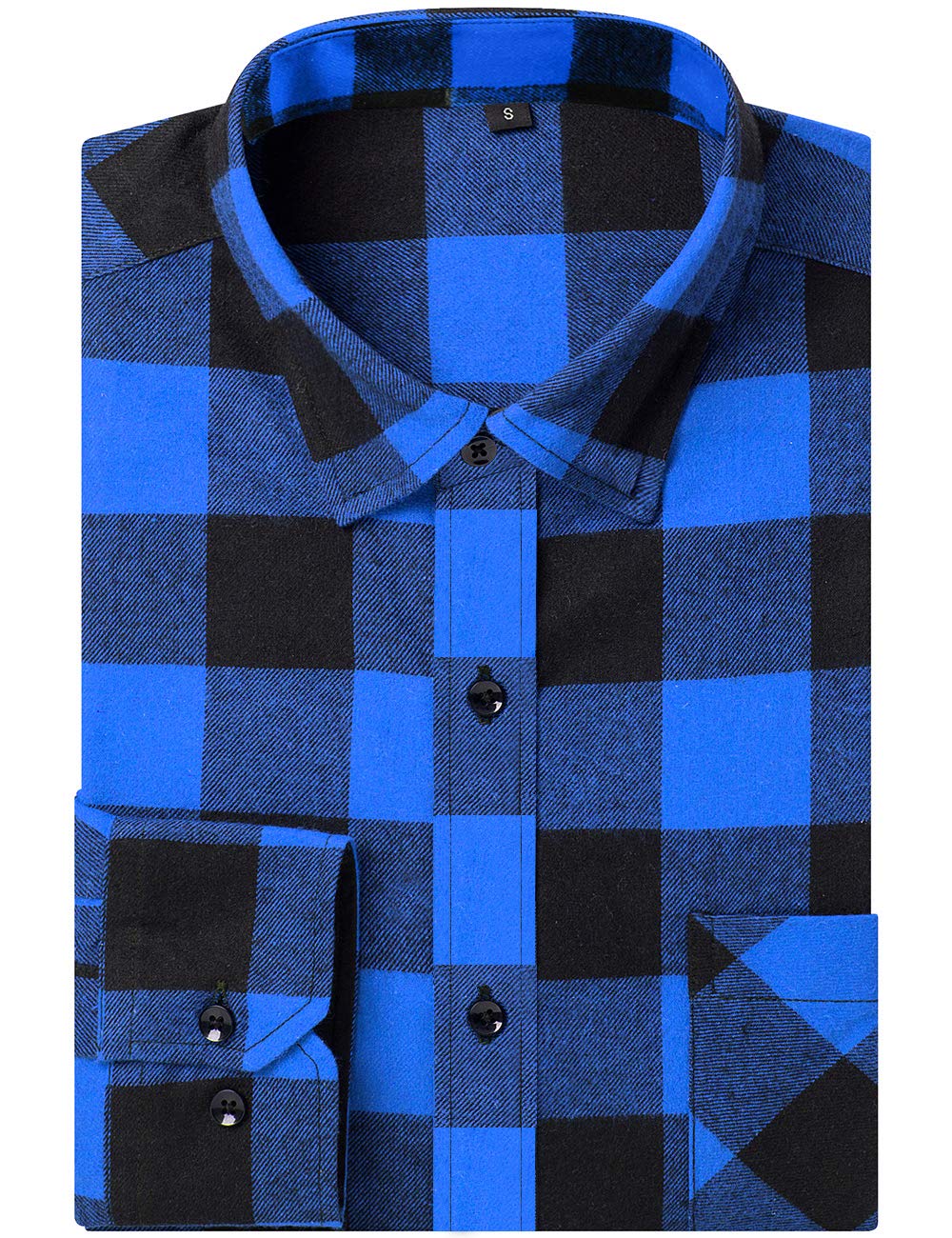 DOKKIA Men's Casual Dress Long Sleeve Buffalo Plaid Checkered Slim Fit Flannel S