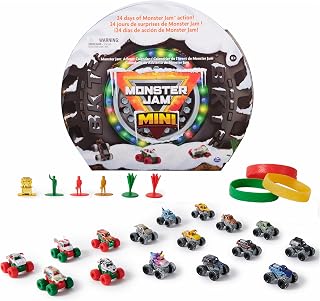 Monster Jam Mini Christmas Advent Calendar, 24 Days of Mini Monster Trucks and Accessories, 1:87 Scale, Kids’ Toys for Boys and Girls Ages 3 and up