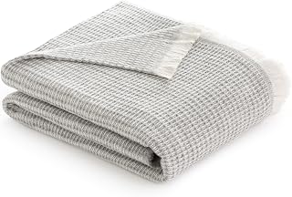 Todocama - Extra Soft Cotton Blanket with GOFRE Design, Multipurpose Bedspread for Sofa, Bed, Decorative Cover and Fular Blanket (Dark Grey, 180 x 240 cm)