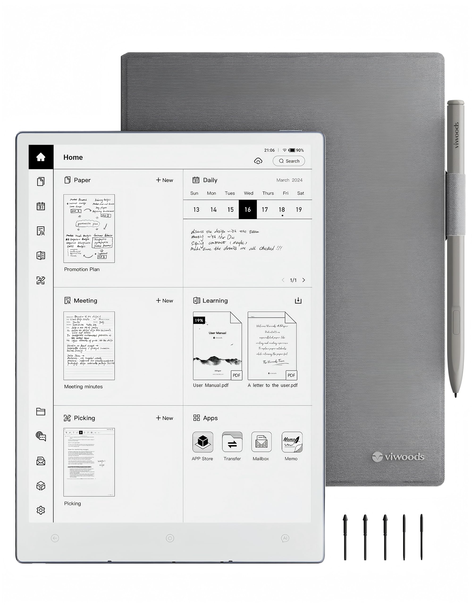 VIWOODS AiPaper 10.65" AI E Ink Tablet, Digital Notebook Bundle with Pen | AI me