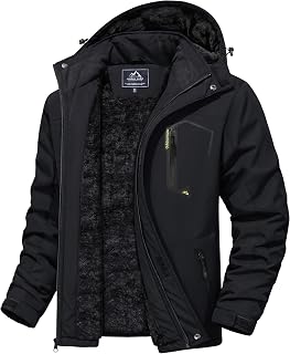 MAGCOMSEN Men's Winter Coats Water Resistant Ski Snow Jacket Warm Fleece Jacket Parka Raincoats With Hood Multi-Pockets