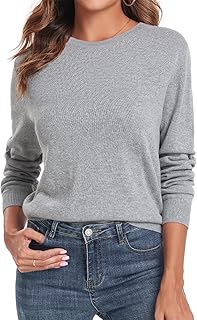 QUALFORT Women's Sweater 100% Cotton Soft Knit Pullover Jumper