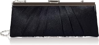 Jessica McClintock Blaire Women's Satin Frame Evening Clutch Bag Purse with Shoulder Chain Included