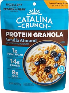 Catalina Crunch Protein Granola, Vanilla Almond, 8 oz Bag (Pack of 1) | Low Sugar Breakfast Cereal with 14g of Protein, Gluten Free, Excellent Source of Fiber, Packaging May Vary