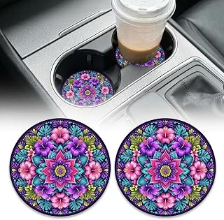 Water Absorption Car Coasters Set of 2 Car Coasters for Vehicle Mount Cup Holder Funny Print Car Decoration for Women Men Funny Car Decoration with Print